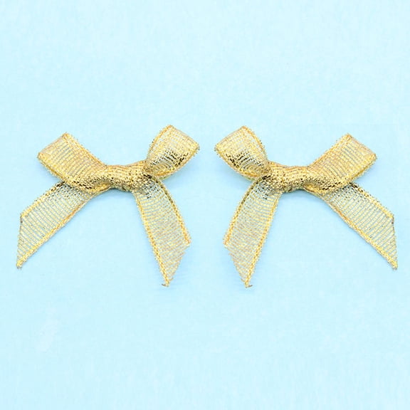 WHAMVOX 100 Pcs Golden Bow Decoration Ribbon Bows Mini Decorative Decorations