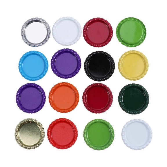 ROMANSENTIAL 100Pcs Assorted Color Beer Caps Flat Bottom for Jewelry Making and Scrapbooking Crafts