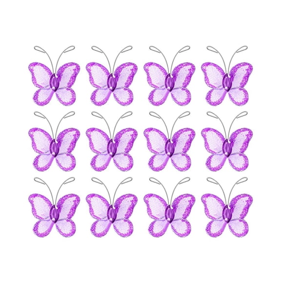 WHAMVOX 100 Pcs Mesh Butterfly Decorations for Sewing Crafts, Scrapbooking, Projects and Party Decor