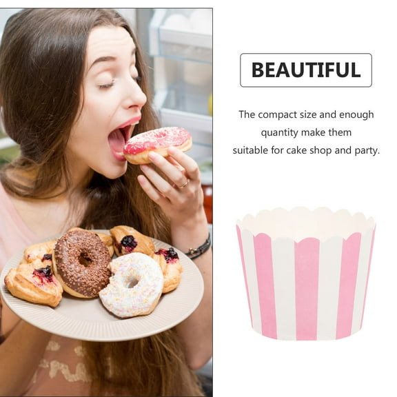 WHAMVOX 100 Pcs Mini Baking Cups Small Cake Cups Cake Paper Cups 6X6X4.5CM Pink