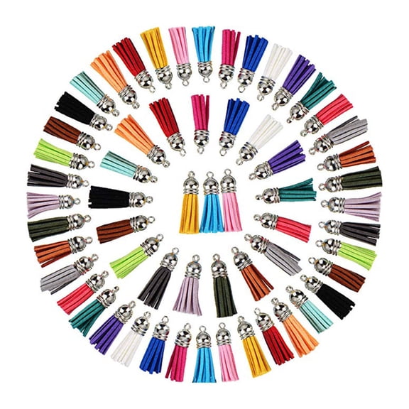 WHAMVOX 100 Pcs Mini Tassels for Craft Retro Accessories Pendants Faux Suede