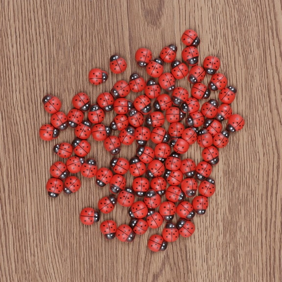 WHAMVOX 100 Pcs SelfAdhesive Red Ladybugs Wooden Stickers for DIY Decoration Crafting and Garden Use