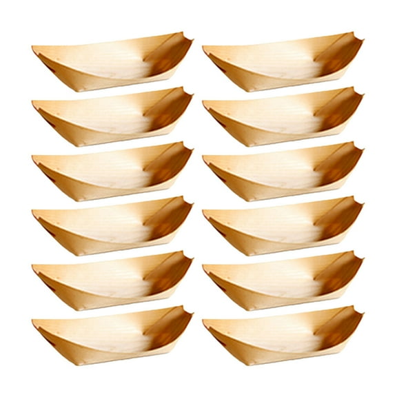 HOOWIFFY Food Tray Disposable Wooden Tray Wooden Pine Wood 100Pcs