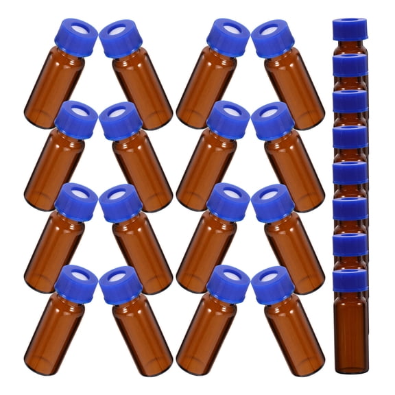 WHAMVOX  100 Pcs Vial Test Tubes with Lids Small Vials Bottles Sample Cap Brown