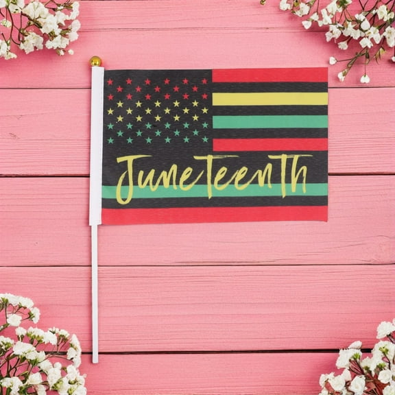 WHAMVOX 100PCS Handheld Country Flag Mini Flags on Sticks African American Small Bunting for Independence Day Memorial Day and Parades