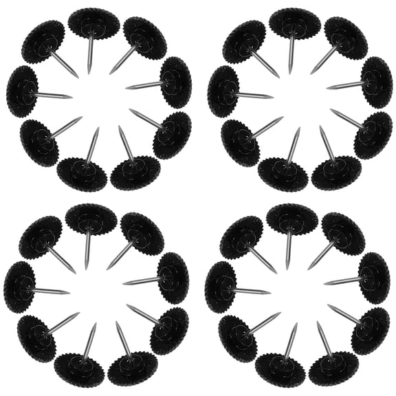 WHAMVOX 100Pcs Decorative Thumb Tacks Pushpins for Photo Wall Decoration 1.7x1.2x1.2in Black
