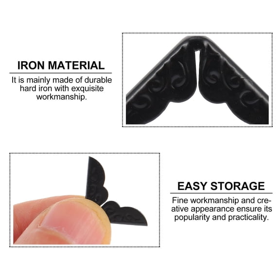 WHAMVOX 100Pcs Metal Book Corner with Smooth Surface and Black Color for Document Menus School Season Stationery