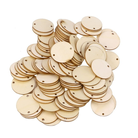 WHAMVOX 100Pcs Small Wood Circles for Home and Holiday Decorations Beige Color and Rustic Style