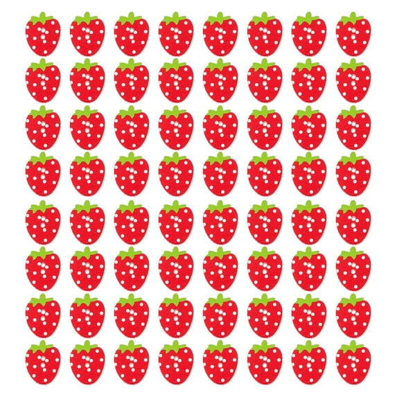 WHAMVOX 100Pcs Strawberry Shaped Buttons Wooden Sewing Button for DIY Crafts Red