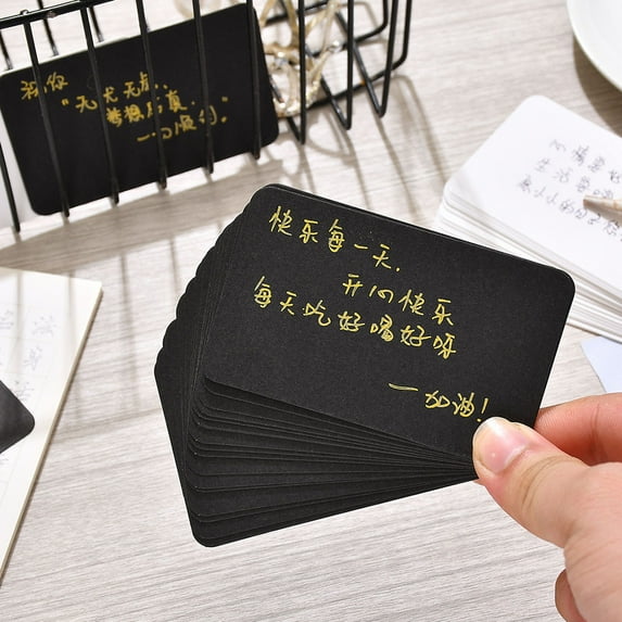 WHAMVOX 100Pcs Writable Black Paper Card for Writing English Words and Thank You Messages