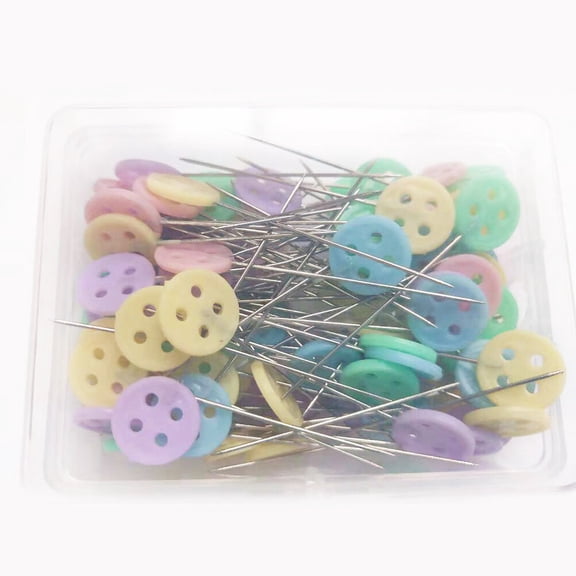 WHAMVOX 100pcs Button Head Straight Flat Button Head for DIY Sewing Crafts (Button)