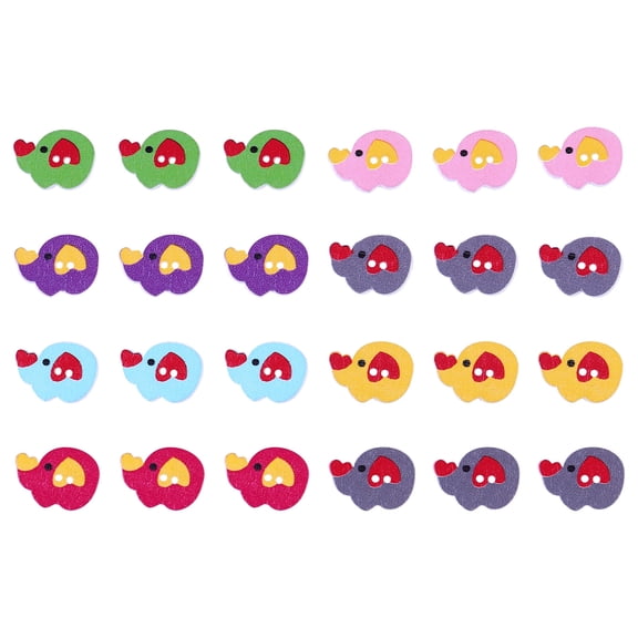 WHAMVOX 100pcs Creative Elephant Sewing Buttons Cartoon DIY Wood Sewing Fastener Buttons