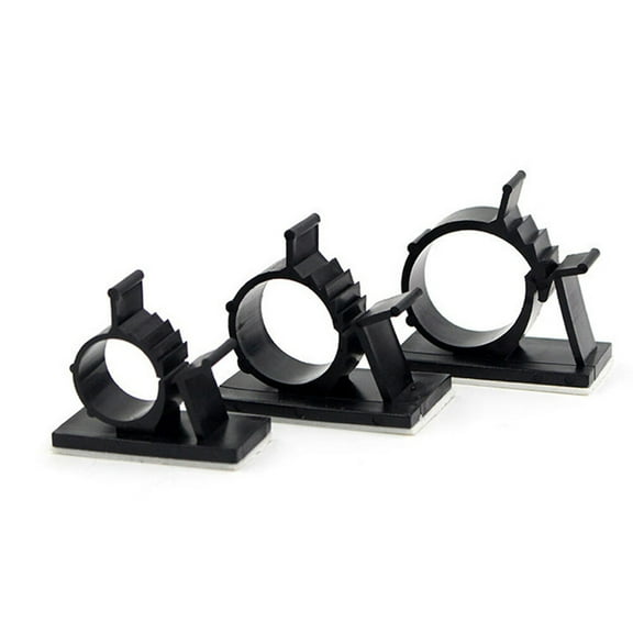 YSNOOWE 100Pcs Plastic Wire Clips Black Adhesive Cable Holder for Workspace Use