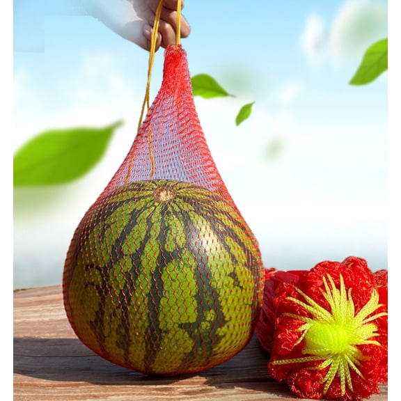 WHAMVOX 100pcs Reusable Mesh Bags for Watermelon and Vegetable Storage Heavy-Duty Plastic Net Bags with Drawstring Breathable Pouches for Fruit Protection