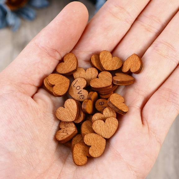 WHAMVOX Wedding Scrapbook Supplies Heart Wood Slices 100Pcs 0.5X0.5X0.1In