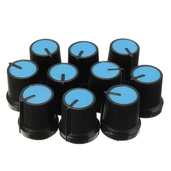 WHAMVOX 10PCS 6mm Knob Face Plastic for Rotary Taper Potentiometer Hole (Blue)