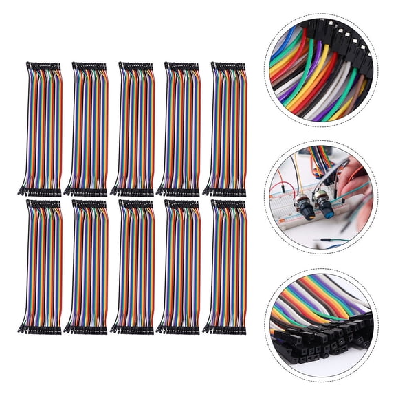 WHAMVOX 10PCS Breadboard Jumper Wire 40-pin 20cm Multicolored Ribbon Cable Accessory