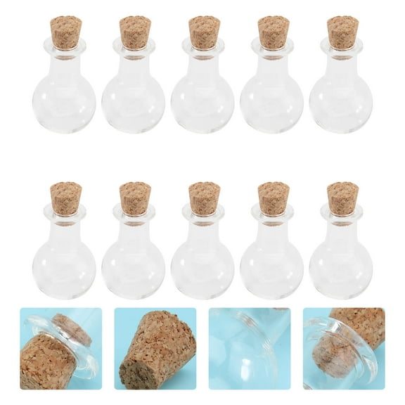 WHAMVOX 10PCS Small Glass Bottle Perfume Bottle Mini Drift Bottle Wishing Bottle