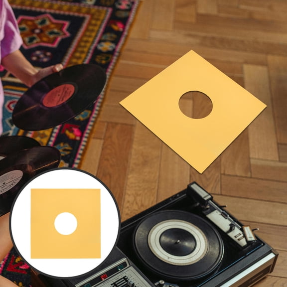 SEWCHICS Cardboard Vinyl Record Jackets Yellow 10Pcs 12.2X12.2X0.04In