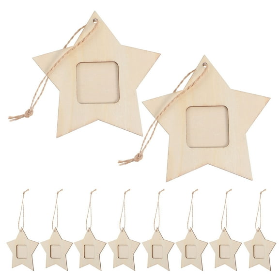 WHAMVOX 10Pack Diy Small Photo Frame Light Yellow Five-Pointed Star for Home Decoration 12.5x12.5x0.5in Wooden