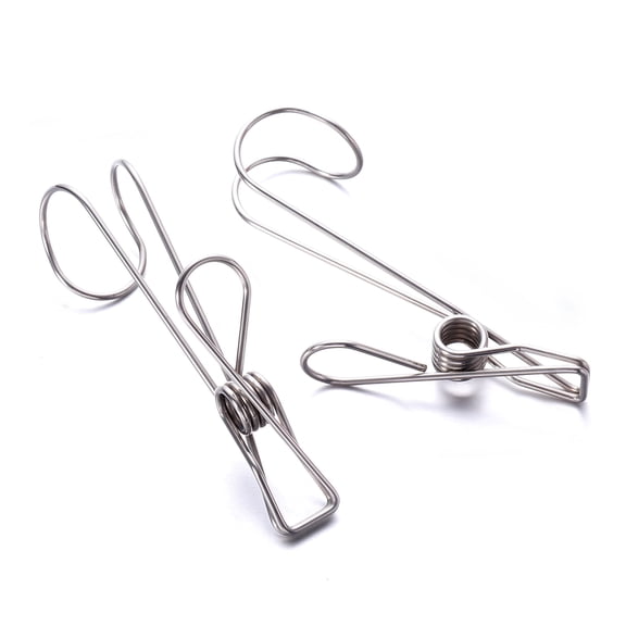 YSNOOWE 10Pcs Metal Clothesline Clips Silver Hook Shirts Household Items Office Supplies