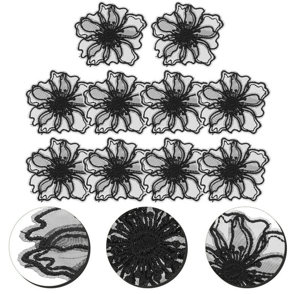 WHAMVOX 10Pcs Floral Sew On Patches for Clothing Repair and Decoration Lace Flower Embroidery Square Design