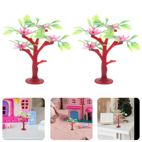 WHAMVOX 10Pcs Green Scenery Landscape Model Red Plastic For Model Making