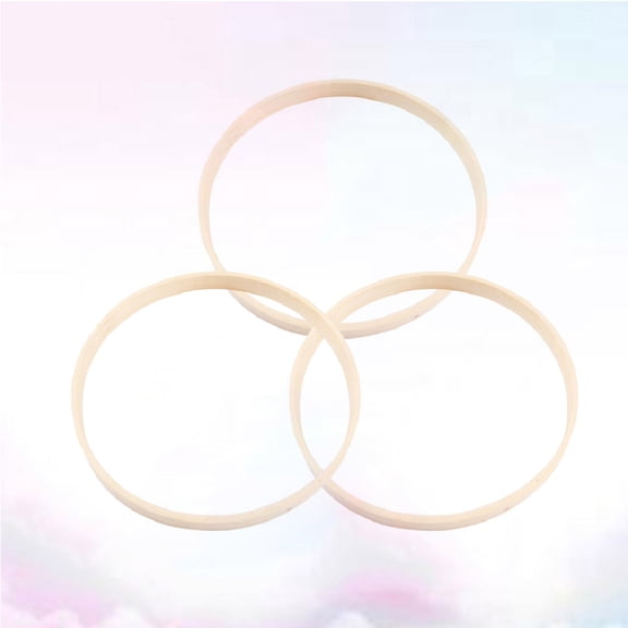 WHAMVOX 10Pcs Macrame Rings Dreamcatcher Ring Beige Wooden Plastic Diy Craft Tool