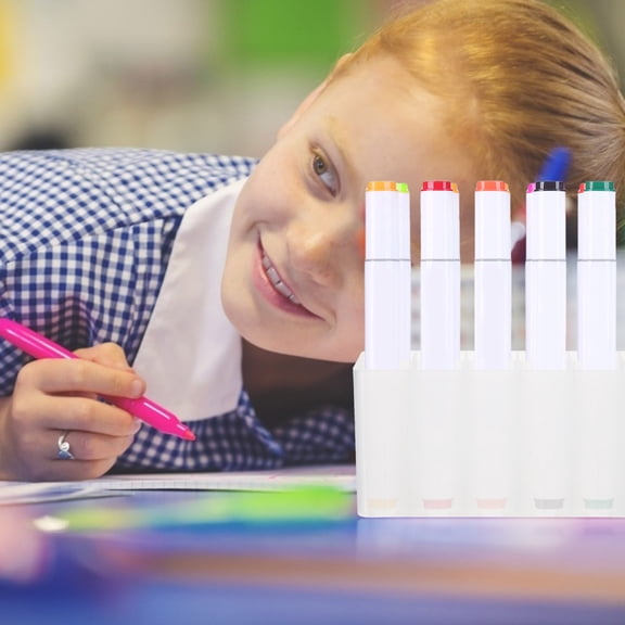 WHAMVOX 10Pcs Mark Pen Holders Soild Color Pen Boxes Office Stationery Organizers