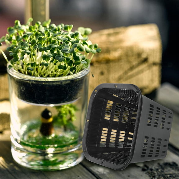 WHAMVOX 10Pcs  Plastic Net Cups Hydroponic Planting Mesh Pots Small Planting Baskets Pots Small Plant Containers