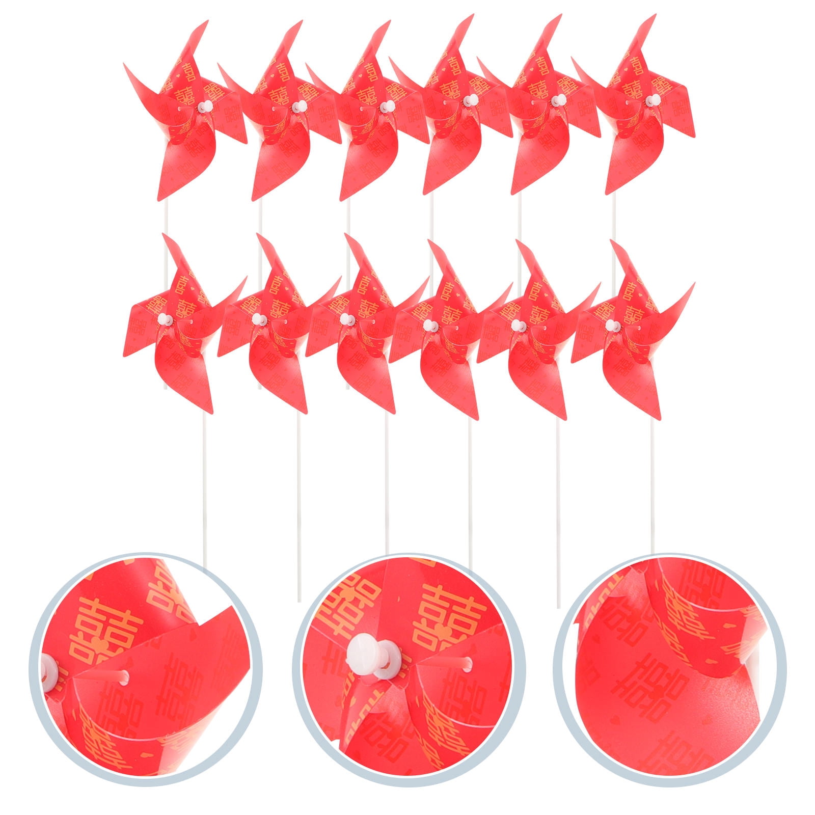 WHAMVOX 10Pcs Red Plastic Square Windmill Garden Decorative Pinwheels ...