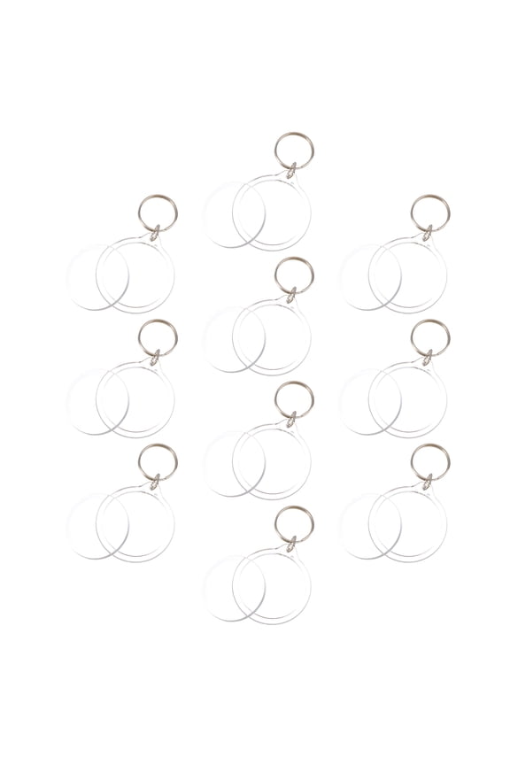 Round Keyring Insert Photo Frame Acrylic 10Pcs 1.5in Diameter