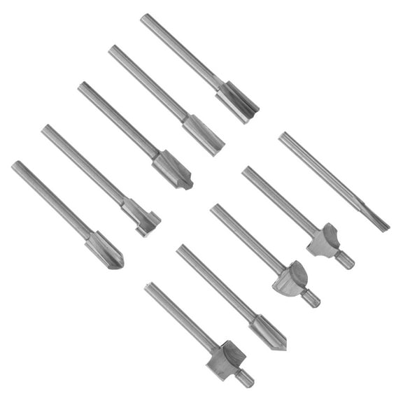 WHAMVOX 10pcs 1/8 Inch Titanium Router Bits for Rotary Tool (Silver)