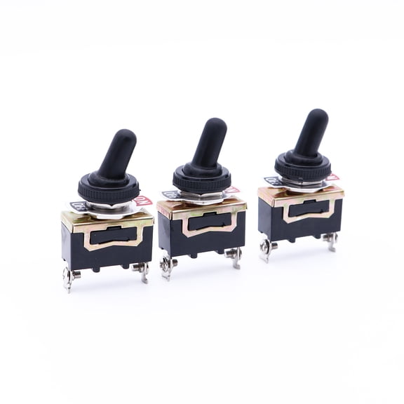 WHAMVOX 10pcs 250V15A Toggle E-TEN1021 2 Terminal Pin ON/OFF Toggle Metal Waterproof Boot Cover (5* + 5*Caps)