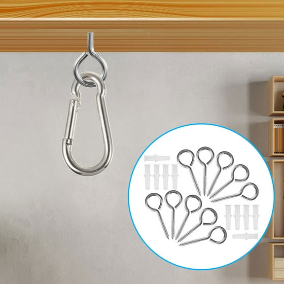 WHAMVOX 10pcs 304 Stainless Steel Self Tapping Screw Eye Bolt Ring Hook with Expansion (Closed Loop)