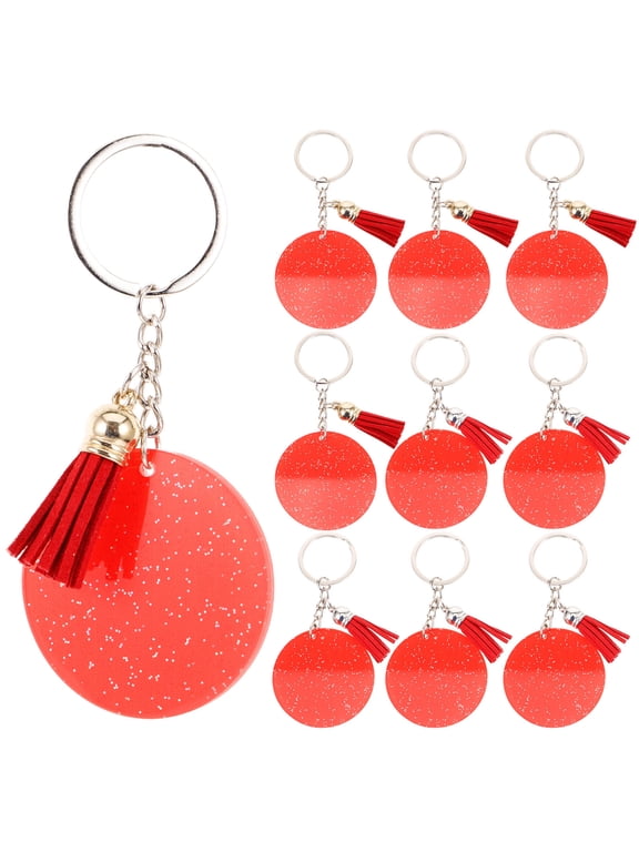 10Pcs Red Acrylic Keychain Blanks Multi Function DIY Decorative Accessories