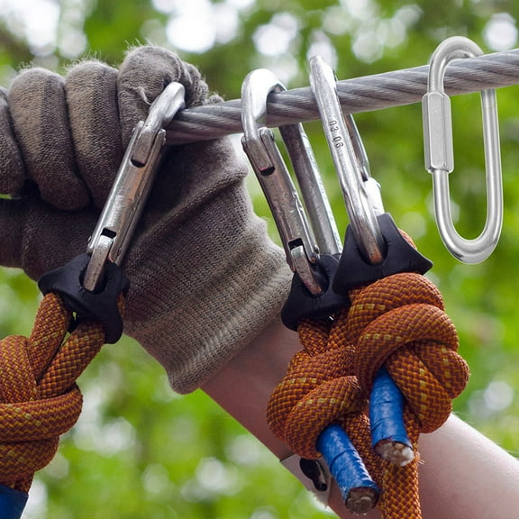 WHAMVOX 10pcs Chain Link M5 Chain Hook Ring Screw Chain Link Trailer Carabiner Clip