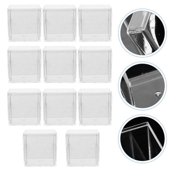 WHAMVOX 10pcs Clear Cube Box 5.5cm Mineral Sample Case Desktop Specimen Box Specimen Container Box