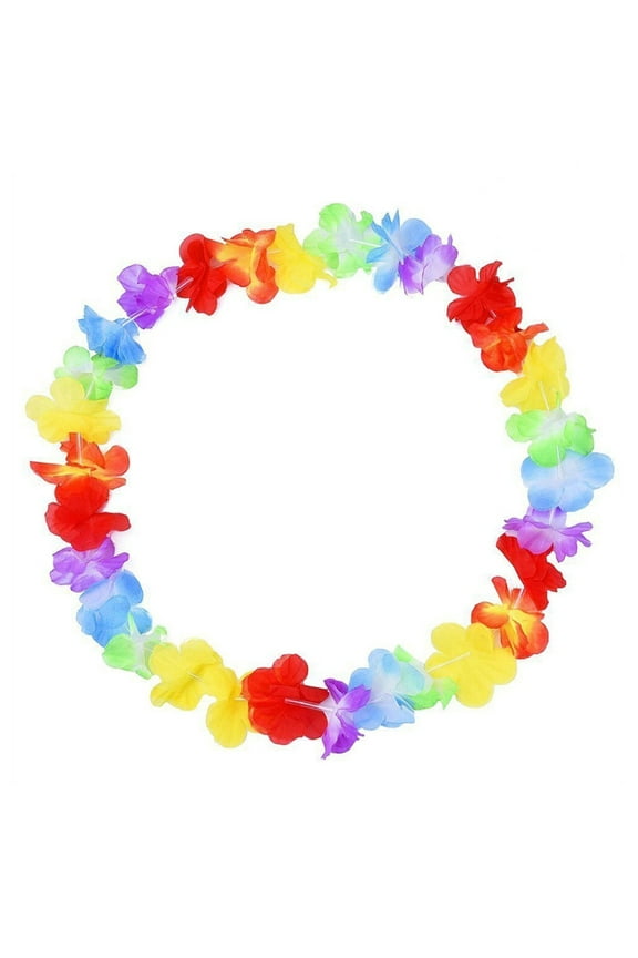 10pcs Colorful Hawaiian Necklace Flower Garland Tropical Luau Party Favors Beach Hula Costume Accessory