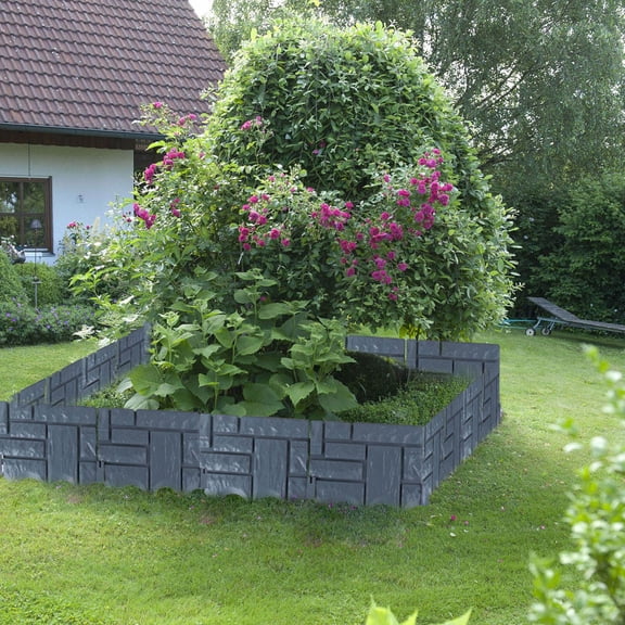 WHAMVOX 10pcs Foldable Splice Fence for Garden Decor with PP Material Light Grey Box Packing