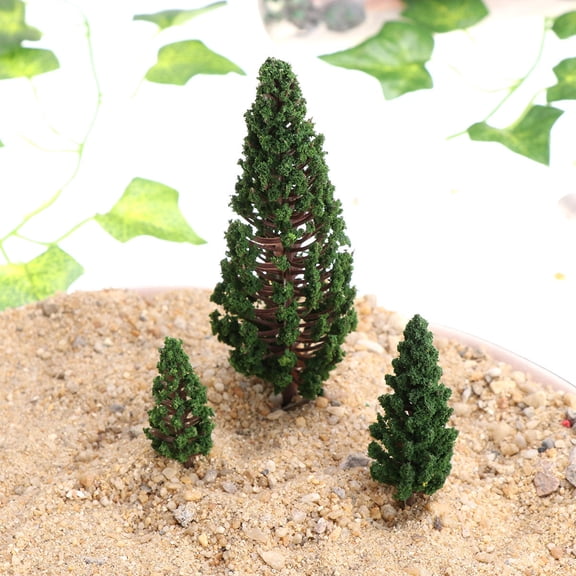 WHAMVOX 10pcs Green Plastic Model Trees for Decor Realistic Miniature Landscape Scenery 13cm