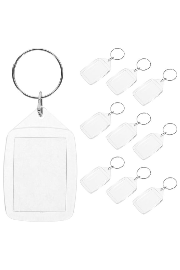10pcs Photo Keychain Blanks Plastic Blank Keychains Blank Keyrings for Handbag Decor