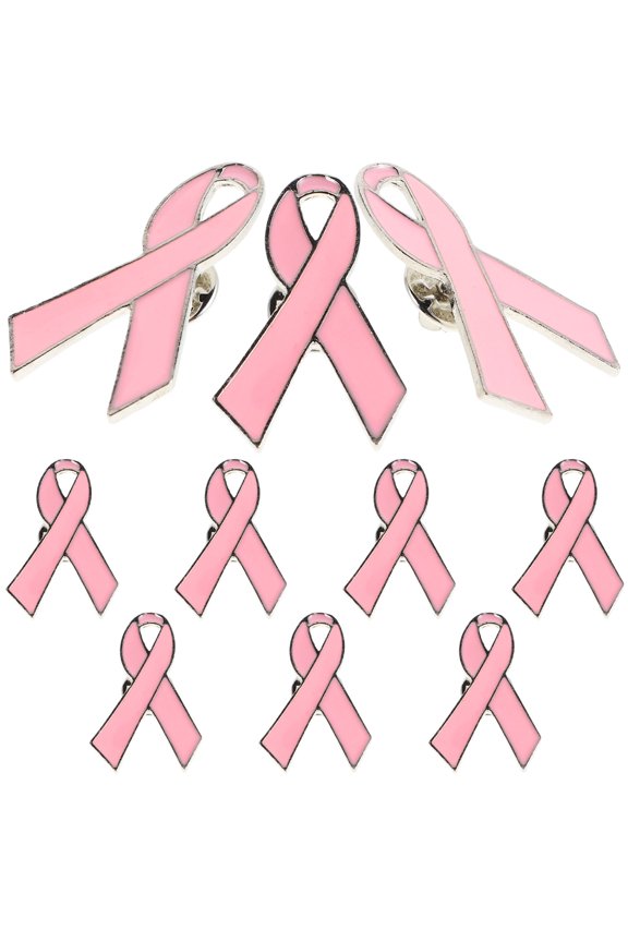 10-Pack Ribbon Lapel Pins Cancer Awareness Brooches for Women, World Cancer Day Alloy Cancer Support Pins