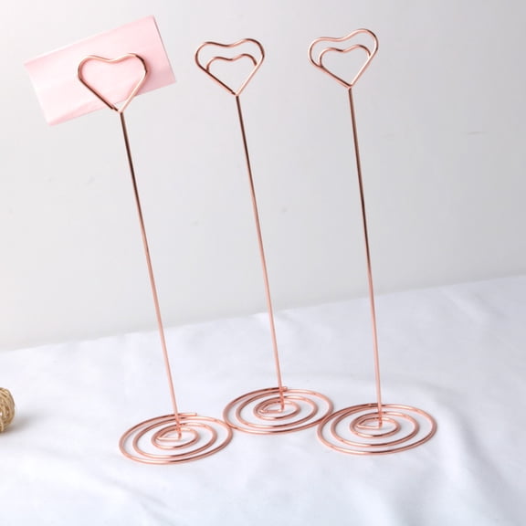 WHAMVOX 10pcs Place Holder Heart Shape Picture Stand Note Clip Wedding Party Favor (Rose Gold)