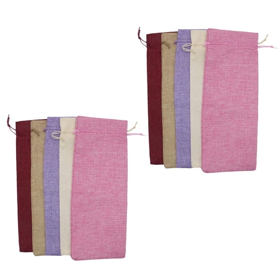 WHAMVOX 10pcs Reusable Wine Bags Wine Bottle Wrapping Cover Drawstring Bags