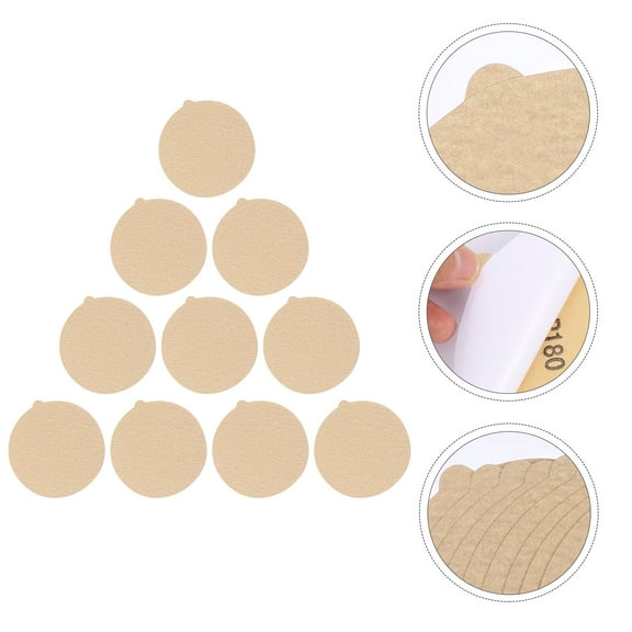 WHAMVOX 10pcs Round Sandpapers Grinding Papers Wood Polishing Sheets 180 Grits