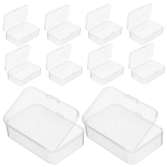 WHAMVOX 10pcs Small Clear Plastic Beads Storage Containers Box Transparent Boxes with Hinged Lid