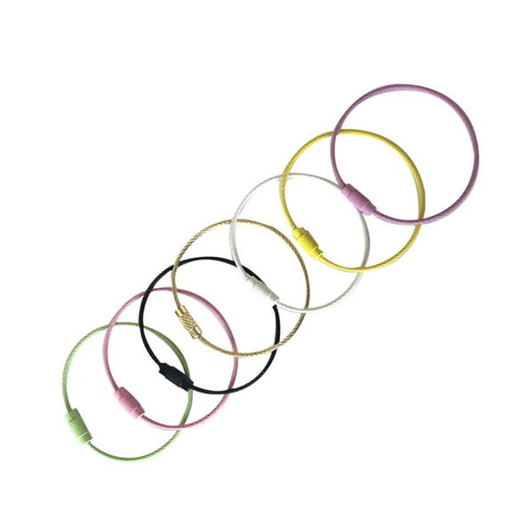 WHAMVOX 10pcs Stainless Steel Wire Key Chain Rings Heavy Duty Luggage Tags Tag ID Tag Keepers (Random Color)