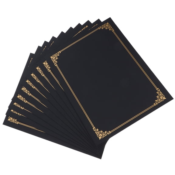 FESTFENDS 10Pcs Document Covers Certificate Paper Black Elegant Design for Awards