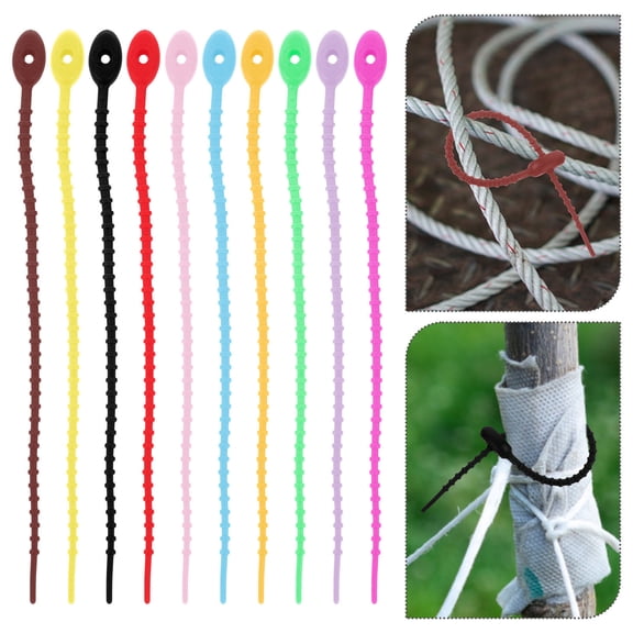WHAMVOX 10-Pack Silicone Wire Ties Multi-Purpose Cable Management Ties for Organizing Wires and Cables